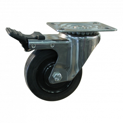 swivel castor with brake 100mm series 16 ᠆ 29 Plate mounting ball bearing