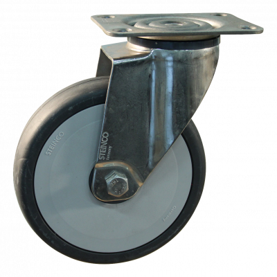 swivel castor 100mm serie 66 ᠆ 38 Plate mounting Stainless steel ball bearing