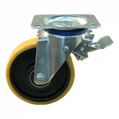 roulette pivotante avec frein 150mm série 28 - 12 Montage sur plaque avec découpe pour verrouillage directionnel roulement à billes