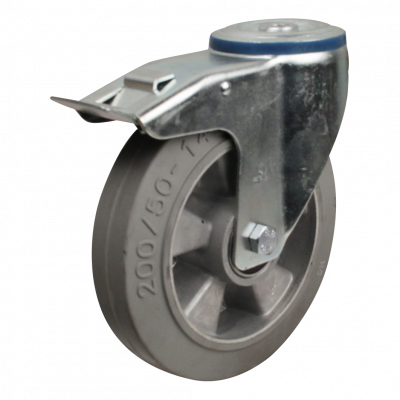 swivel castor with brake 200mm series 12 ᠆ 15 Bolt hole ball bearing