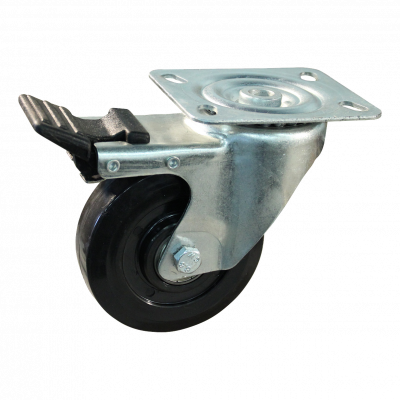 swivel castor with brake 100mm series 16 ᠆ 09 Plate mounting ball bearing
