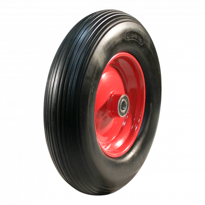 PU tire + wheel 4.00x8 line + 2.50Ax8 ball bearing Ø25 NL75mm steel red carmine red RAL 3002