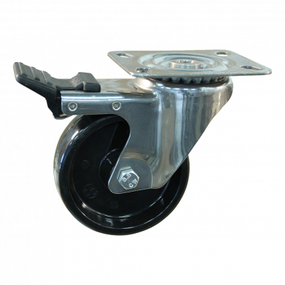 swivel castor with brake 100mm serie 35 ᠆ 29 Plate mounting ball bearing