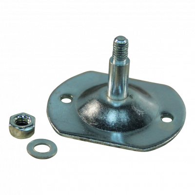 attachment plate with pin right-angled, pin 8mm zinc plated with nut 6mm Ring included