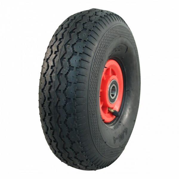 pneu + roue 4.10/3.50-4inch V-6603 + 2.10x4 NL75mm plastique Rouge rouge  signalisation RAL 3020 - Protempo B.V.