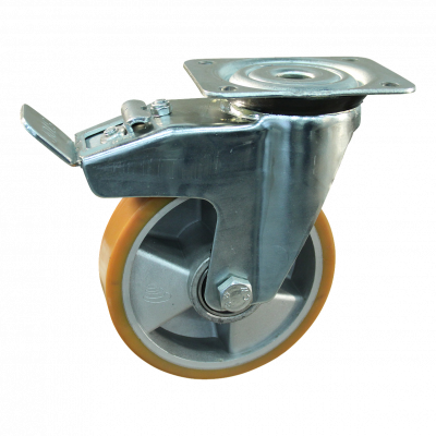 swivel castor with brake 100mm series 29 ᠆ 91 Plate mounting ball bearing