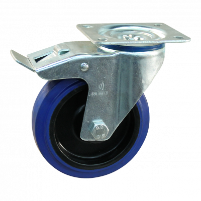 swivel castor with brake 100mm series 13 ᠆ 15 Plate mounting roller bearing