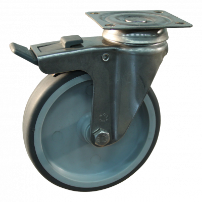 swivel castor with brake 75mm serie 68 ᠆ 37 Plate mounting ball bearing