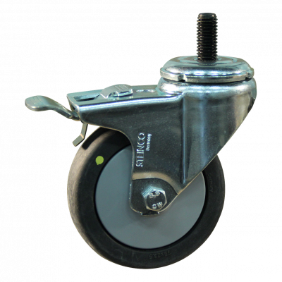 swivel castor with brake 75mm serie 93 ᠆ 40 Draadstift M10 ball bearing