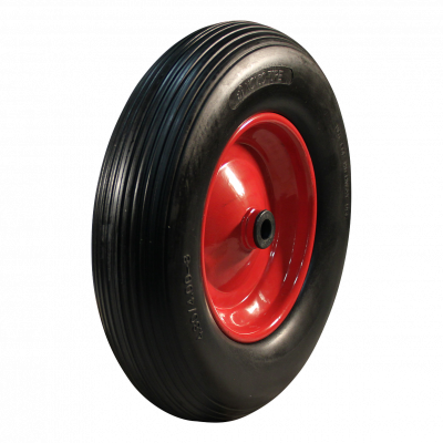 PU tire + wheel 4.00x8 line + 2.50Ax8 plain bore Ø20 NL75mm steel red carmine red RAL 3002