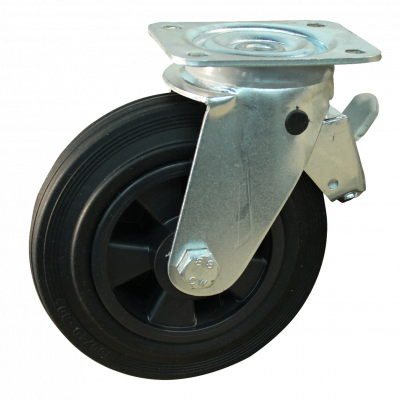 swivel castor with brake 160mm series 01 - 11 Plate mounting roller bearing