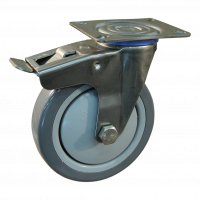 swivel castor with brake 100mm serie 36 ᠆ 30 Plate mounting ball bearing